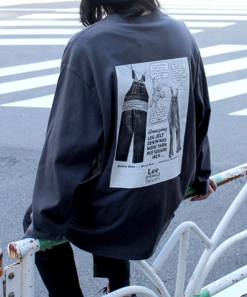 Lee(リー)の「【Lee】リー ミニロゴ刺繍 バックプリント ロングスリーブTシャツ LT2987 OVERALLS(Tシャツ/カットソー・メンズ・ブラック/ホワイト/グレー・M/L/XL/S)」の3枚目の写真
