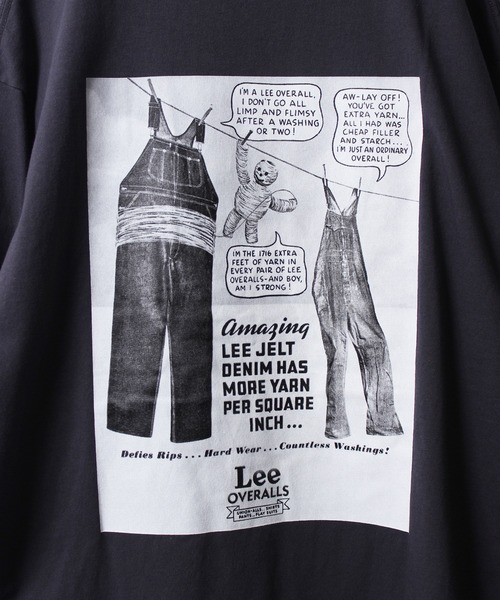 Lee(リー)の「【Lee】リー ミニロゴ刺繍 バックプリント ロングスリーブTシャツ LT2987 OVERALLS(Tシャツ/カットソー・メンズ・ブラック/ホワイト/グレー・M/L/XL/S)」の4枚目の写真