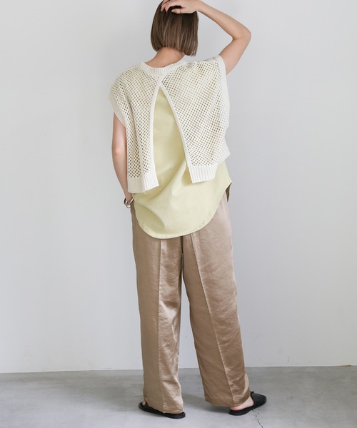 select MOCA（セレクトモカ）の「2021 SS ヴィンテージサテンセンタープレスストレートリラックスパンツ（その他パンツ・レディース・ベージュ/サックスブルー/イエロー/アイボリー・FREE）」の19枚目の写真