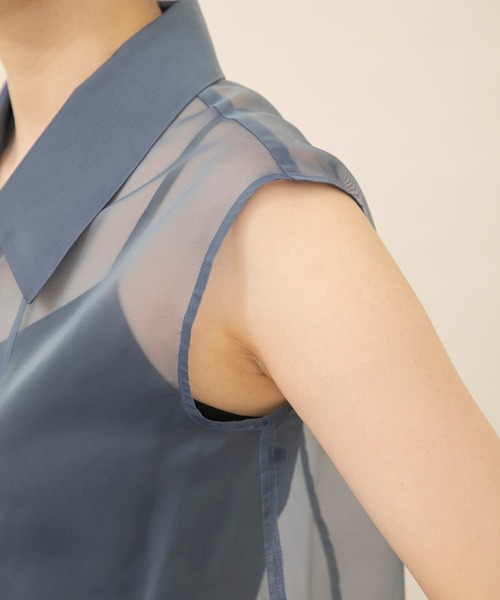 city（シティ）の「【CITY】シアーシャンブレーミドルチュニックシャツ（シャツ/ブラウス・レディース・カーキ/ブルー・FREE）」の11枚目の写真