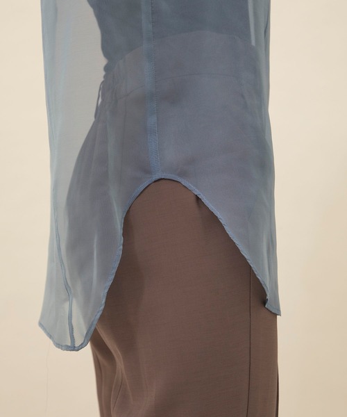 city（シティ）の「【CITY】シアーシャンブレーミドルチュニックシャツ（シャツ/ブラウス・レディース・カーキ/ブルー・FREE）」の14枚目の写真