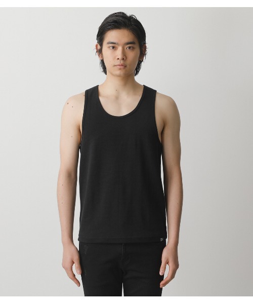 AZUL by moussy(アズールバイマウジー)の「TACK FRAISE TANK TOP/タックフレーズタンクトップ(タンクトップ・メンズ・ホワイト/ブラック・SMALL/MEDIUM/LARGE/X-LARGE)」の2枚目の写真