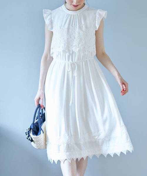 ウエストりぼん付き肩フリルレース装飾シフォンワンピース ワンピース Tocco Closet トッコ クローゼット のファッション通販 Zozotown