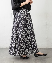 PUAL CE CIN | 麻/リネン キャンバス中花プリントスカート(スカート)