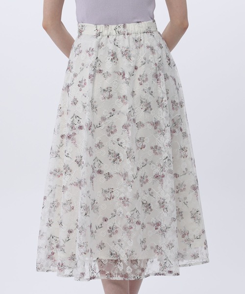 BE RADIANCE(ビーラディエンス)の「フラワープリントレーススカート(スカート・レディース・サックスブルー/ネイビー/ホワイト・FREE)」の18枚目の写真