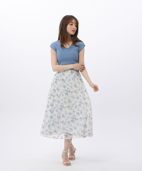 BE RADIANCE(ビーラディエンス)の「フラワープリントレーススカート(スカート・レディース・サックスブルー/ネイビー/ホワイト・FREE)」の15枚目の写真
