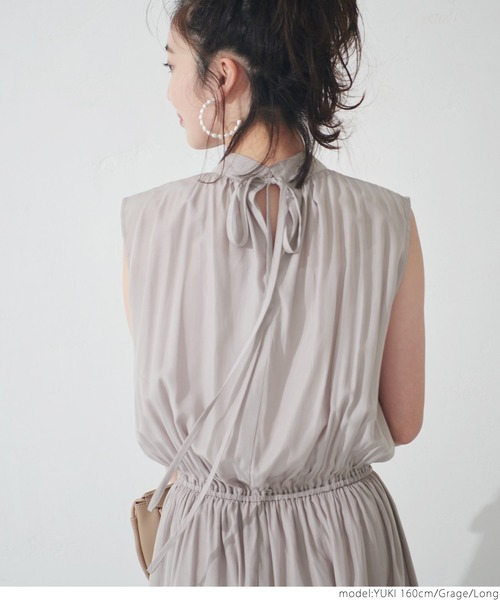 coca（coca）（コカ）の「バックリボンスタンドカラーサテンワンピース（ワンピース・レディース・ブラック/ブラウン/ブルー/グレー系その他・SHORT/LONG）」の21枚目の写真