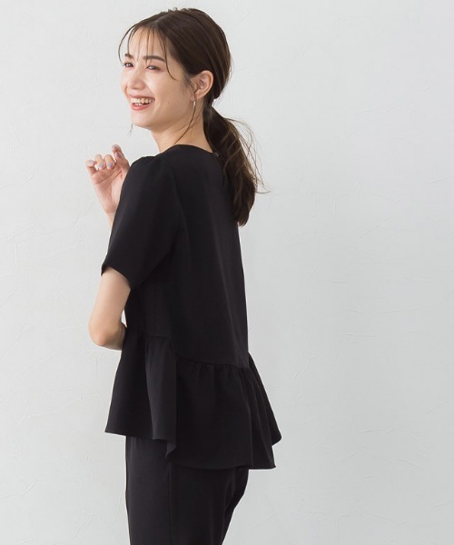 Pierrot（ピエロ）の「フレア切り替え半袖セットアップ（セットアップ・レディース・グレイッシュベージュ/グレイッシュブルー/ブラック・L/M/PM）」の13枚目の写真