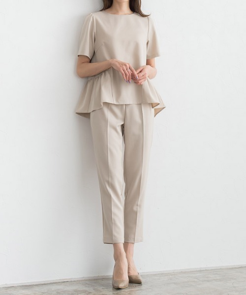 Pierrot（ピエロ）の「フレア切り替え半袖セットアップ（セットアップ・レディース・グレイッシュベージュ/グレイッシュブルー/ブラック・L/M/PM）」の20枚目の写真