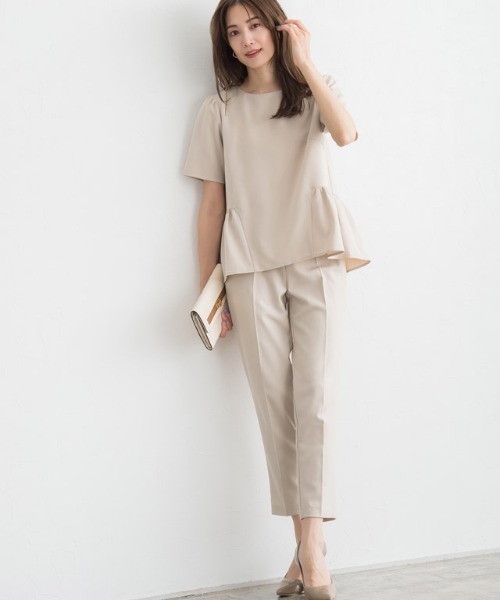 Pierrot（ピエロ）の「フレア切り替え半袖セットアップ（セットアップ・レディース・グレイッシュベージュ/グレイッシュブルー/ブラック・L/M/PM）」の17枚目の写真