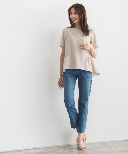 Pierrot（ピエロ）の「フレア切り替え半袖セットアップ（セットアップ・レディース・グレイッシュベージュ/グレイッシュブルー/ブラック・L/M/PM）」の14枚目の写真