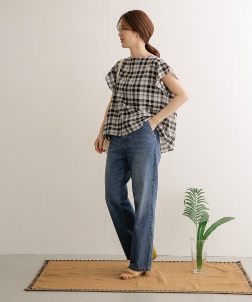 チェック柄タックブラウス MARNI×ユニクロ【S】チェック柄 タックブラウス シャツ