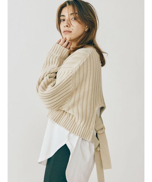 EVRIS(エヴリス)の「バックディテールリブニットトップス(ニット/セーター・レディース・ブラック/アイボリー/ボルドー・FREE)」の17枚目の写真