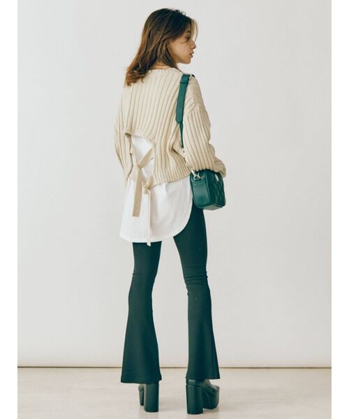 EVRIS(エヴリス)の「バックディテールリブニットトップス(ニット/セーター・レディース・ブラック/アイボリー/ボルドー・FREE)」の19枚目の写真