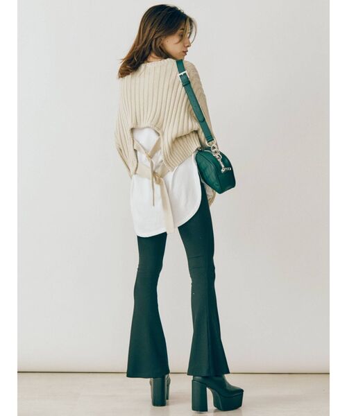 EVRIS(エヴリス)の「バックディテールリブニットトップス(ニット/セーター・レディース・ブラック/アイボリー/ボルドー・FREE)」の20枚目の写真