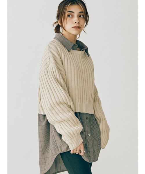 EVRIS(エヴリス)の「バックディテールリブニットトップス(ニット/セーター・レディース・ブラック/アイボリー/ボルドー・FREE)」の21枚目の写真