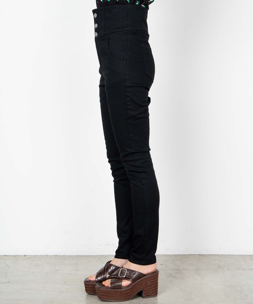 WEGO(ウィゴー)の「WEGO/ハイウエストスキニーパンツ(デニムパンツ・レディース・ブラック/ダークインディゴブルー・LARGE/MEDIUM/SMALL/X-SMALL)」の8枚目の写真