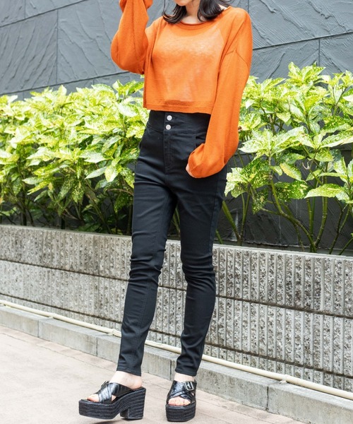 WEGO(ウィゴー)の「WEGO/ハイウエストスキニーパンツ(デニムパンツ・レディース・ブラック/ダークインディゴブルー・LARGE/MEDIUM/SMALL/X-SMALL)」の7枚目の写真