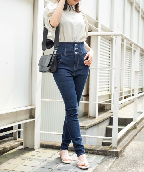 WEGO(ウィゴー)の「WEGO/ハイウエストスキニーパンツ(デニムパンツ・レディース・ブラック/ダークインディゴブルー・LARGE/MEDIUM/SMALL/X-SMALL)」の13枚目の写真