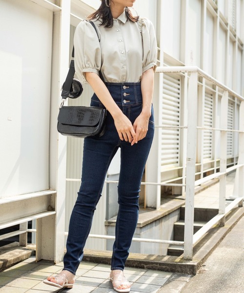 WEGO(ウィゴー)の「WEGO/ハイウエストスキニーパンツ(デニムパンツ・レディース・ブラック/ダークインディゴブルー・LARGE/MEDIUM/SMALL/X-SMALL)」の6枚目の写真