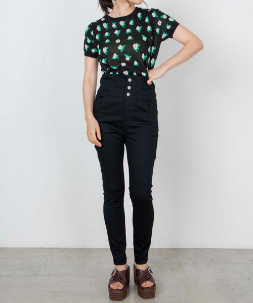 WEGO(ウィゴー)の「WEGO/ハイウエストスキニーパンツ(デニムパンツ・レディース・ブラック/ダークインディゴブルー・LARGE/MEDIUM/SMALL/X-SMALL)」の5枚目の写真