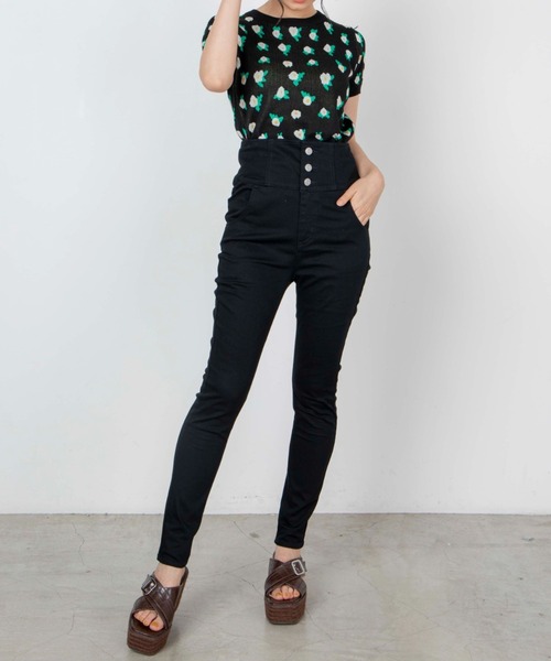 WEGO(ウィゴー)の「WEGO/ハイウエストスキニーパンツ(デニムパンツ・レディース・ブラック/ダークインディゴブルー・LARGE/MEDIUM/SMALL/X-SMALL)」の10枚目の写真