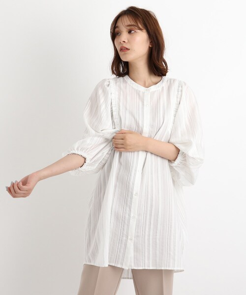 grove（グローブ）の「◆【S-LL】ウィングスリーブストライプシャツ（シャツ/ブラウス・レディース・アイボリー系2/ブラック/ライトパープル/ナチュラル・01/02/04/03）」の3枚目の写真