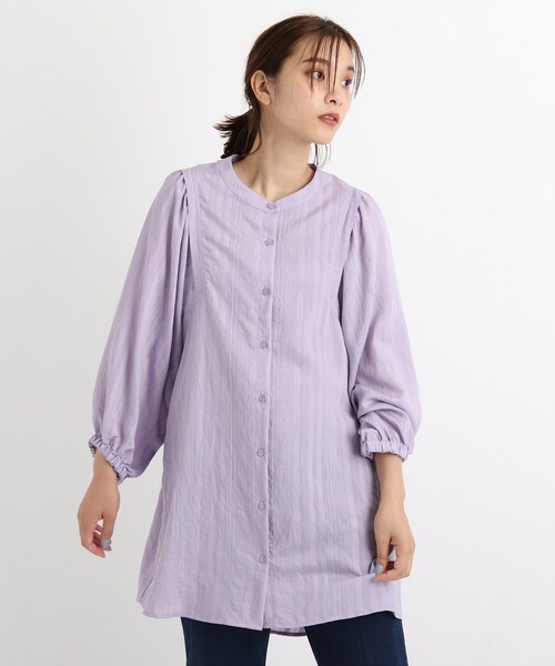 grove（グローブ）の「◆【S-LL】ウィングスリーブストライプシャツ（シャツ/ブラウス・レディース・アイボリー系2/ブラック/ライトパープル/ナチュラル・01/02/04/03）」の4枚目の写真
