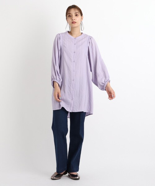 grove（グローブ）の「◆【S-LL】ウィングスリーブストライプシャツ（シャツ/ブラウス・レディース・アイボリー系2/ブラック/ライトパープル/ナチュラル・01/02/04/03）」の12枚目の写真