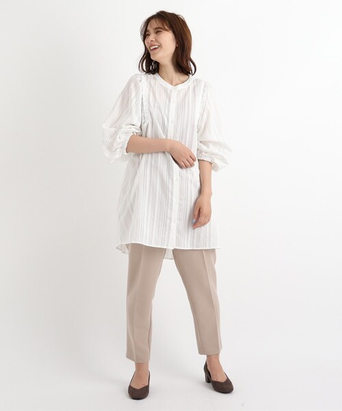 grove（グローブ）の「◆【S-LL】ウィングスリーブストライプシャツ（シャツ/ブラウス・レディース・アイボリー系2/ブラック/ライトパープル/ナチュラル・01/02/04/03）」の14枚目の写真