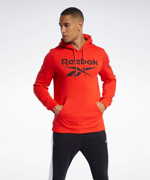 Reebok(リーボック)の「トレーニング エッセンシャルズ ビッグ ロゴ フーディー / Training Essentials Big Logo Hoodie(パーカー・メンズ・ブラック/レッド/ヘザーグレー/アーミー/ブラック×ブルー・SMALL/MEDIUM/LARGE/X-LARGE/XX-LARGE/X-SMALL/XXX-LARGE)」の5枚目の写真