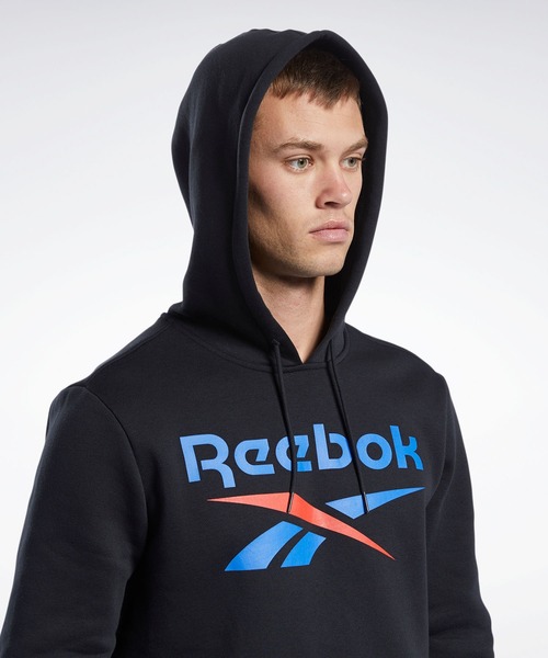 Reebok(リーボック)の「トレーニング エッセンシャルズ ビッグ ロゴ フーディー / Training Essentials Big Logo Hoodie(パーカー・メンズ・ブラック/レッド/ヘザーグレー/アーミー/ブラック×ブルー・SMALL/MEDIUM/LARGE/X-LARGE/XX-LARGE/X-SMALL/XXX-LARGE)」の12枚目の写真