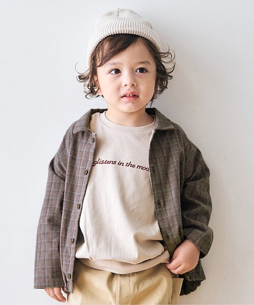 apres les cours(アプレレクール)の「2柄チェックシャツ(シャツ/ブラウス・キッズ・グレー/ブラウン・100/110/90/140/120/130/80)」の1枚目の写真
