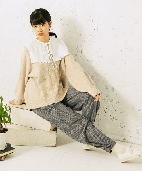 mikke(ミッケ)の「チャイナボタンチェック柄イージーパンツ(その他パンツ・レディース・ブラック/ブラウン/キャメル・FREE)」の17枚目の写真