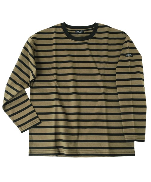 GLAZOS(グラソス)の「タフ天竺・ドロップショルダーボーダー長袖Tシャツ(Tシャツ/カットソー・キッズ・ホワイト/ベージュ/カーキ/ネイビー・130cm/140cm/150cm/170cm/160cm)」の3枚目の写真