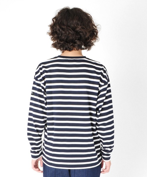 GLAZOS(グラソス)の「タフ天竺・ドロップショルダーボーダー長袖Tシャツ(Tシャツ/カットソー・キッズ・ホワイト/ベージュ/カーキ/ネイビー・130cm/140cm/150cm/170cm/160cm)」の8枚目の写真