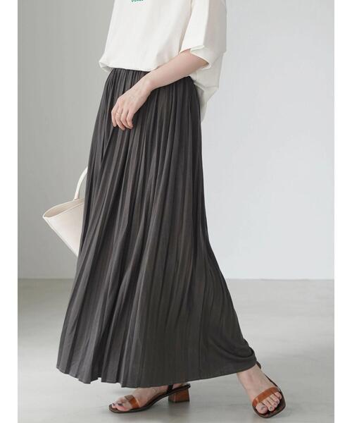 AMERICAN HOLIC（アメリカンホリック）の「カットプリーツスカート（スカート・レディース・グレイッシュベージュ/ブルーグリーン/チャコールグレー・M/L）」の4枚目の写真