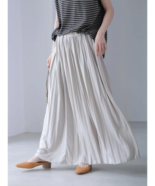 AMERICAN HOLIC（アメリカンホリック）の「カットプリーツスカート（スカート・レディース・グレイッシュベージュ/ブルーグリーン/チャコールグレー・M/L）」の5枚目の写真