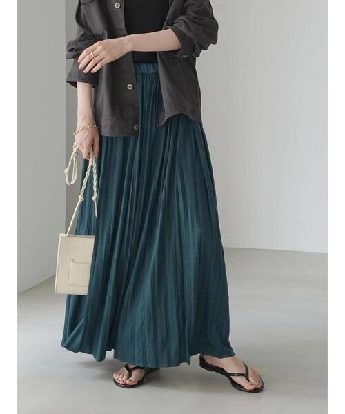 AMERICAN HOLIC（アメリカンホリック）の「カットプリーツスカート（スカート・レディース・グレイッシュベージュ/ブルーグリーン/チャコールグレー・M/L）」の7枚目の写真