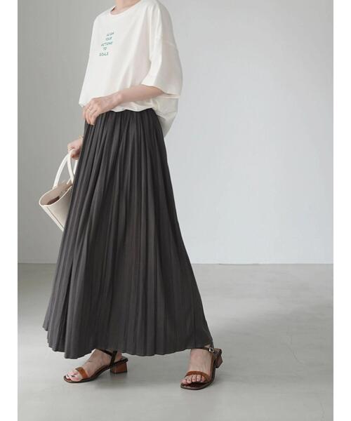 AMERICAN HOLIC（アメリカンホリック）の「カットプリーツスカート（スカート・レディース・グレイッシュベージュ/ブルーグリーン/チャコールグレー・M/L）」の13枚目の写真