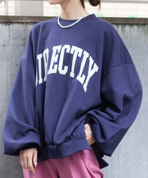 WEGO（ウィゴー）の「WEGO/【WEB限定】バルーンシルエットロゴスウェット（スウェット・レディース・杢グレー/ネイビー/アイボリー/ホワイト/ホワイト系その他/ダークグリーン・FREE）」の6枚目の写真