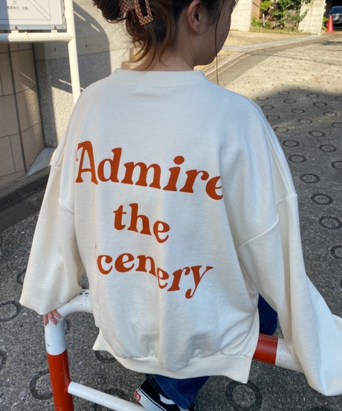 WEGO（ウィゴー）の「WEGO/【WEB限定】バルーンシルエットロゴスウェット（スウェット・レディース・杢グレー/ネイビー/アイボリー/ホワイト/ホワイト系その他/ダークグリーン・FREE）」の3枚目の写真