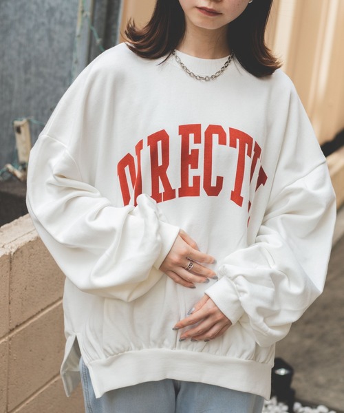 WEGO（ウィゴー）の「WEGO/【WEB限定】バルーンシルエットロゴスウェット（スウェット・レディース・杢グレー/ネイビー/アイボリー/ホワイト/ホワイト系その他/ダークグリーン・FREE）」の9枚目の写真