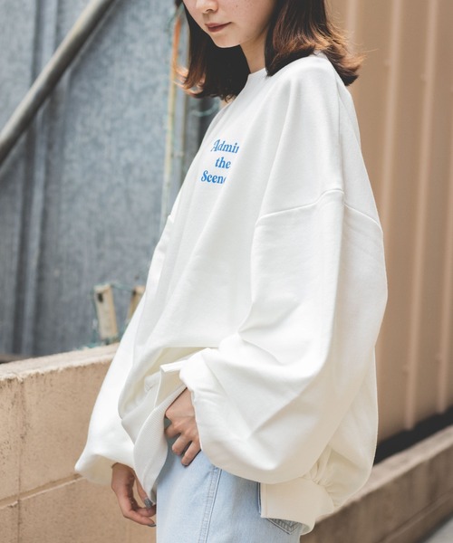 WEGO（ウィゴー）の「WEGO/【WEB限定】バルーンシルエットロゴスウェット（スウェット・レディース・杢グレー/ネイビー/アイボリー/ホワイト/ホワイト系その他/ダークグリーン・FREE）」の22枚目の写真