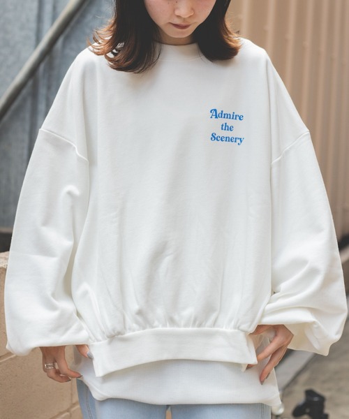 WEGO（ウィゴー）の「WEGO/【WEB限定】バルーンシルエットロゴスウェット（スウェット・レディース・杢グレー/ネイビー/アイボリー/ホワイト/ホワイト系その他/ダークグリーン・FREE）」の21枚目の写真