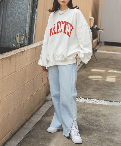 WEGO（ウィゴー）の「WEGO/【WEB限定】バルーンシルエットロゴスウェット（スウェット・レディース・杢グレー/ネイビー/アイボリー/ホワイト/ホワイト系その他/ダークグリーン・FREE）」の11枚目の写真