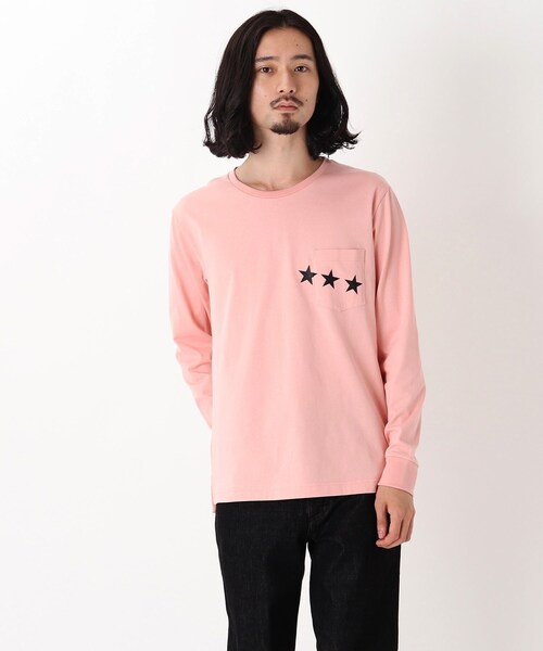 BASECONTROL（ベースコントロール）の「◆吸水速乾 ポケットスタープリント 長袖Tシャツ（Tシャツ/カットソー・メンズ・ライトブルー/ネイビー/ピンク系/アイボリー/ブラック・03/02/01/04）」の5枚目の写真