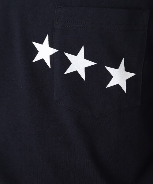 BASECONTROL（ベースコントロール）の「◆吸水速乾 ポケットスタープリント 長袖Tシャツ（Tシャツ/カットソー・メンズ・ライトブルー/ネイビー/ピンク系/アイボリー/ブラック・03/02/01/04）」の8枚目の写真