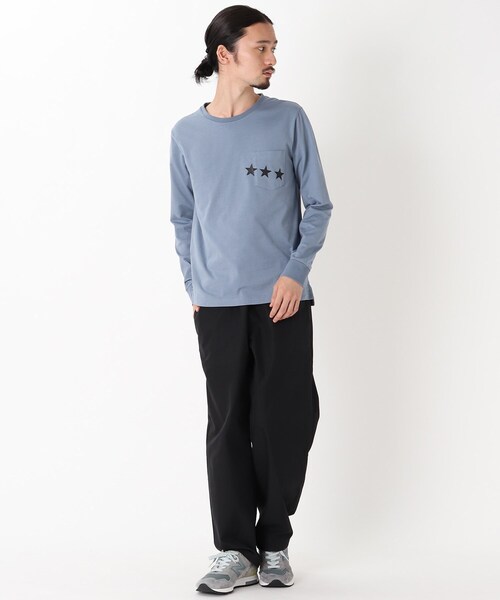 BASECONTROL（ベースコントロール）の「◆吸水速乾 ポケットスタープリント 長袖Tシャツ（Tシャツ/カットソー・メンズ・ライトブルー/ネイビー/ピンク系/アイボリー/ブラック・03/02/01/04）」の13枚目の写真