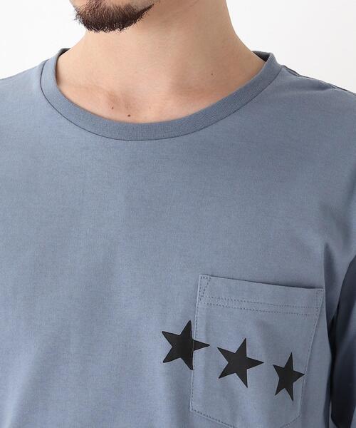 BASECONTROL（ベースコントロール）の「◆吸水速乾 ポケットスタープリント 長袖Tシャツ（Tシャツ/カットソー・メンズ・ライトブルー/ネイビー/ピンク系/アイボリー/ブラック・03/02/01/04）」の16枚目の写真